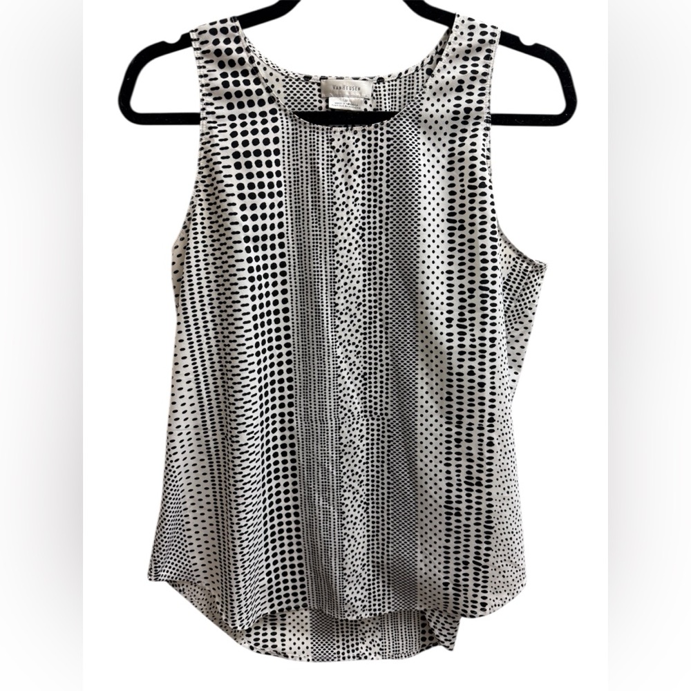 Van Heusen Medium Black/White Blouse with Mandarin Collar